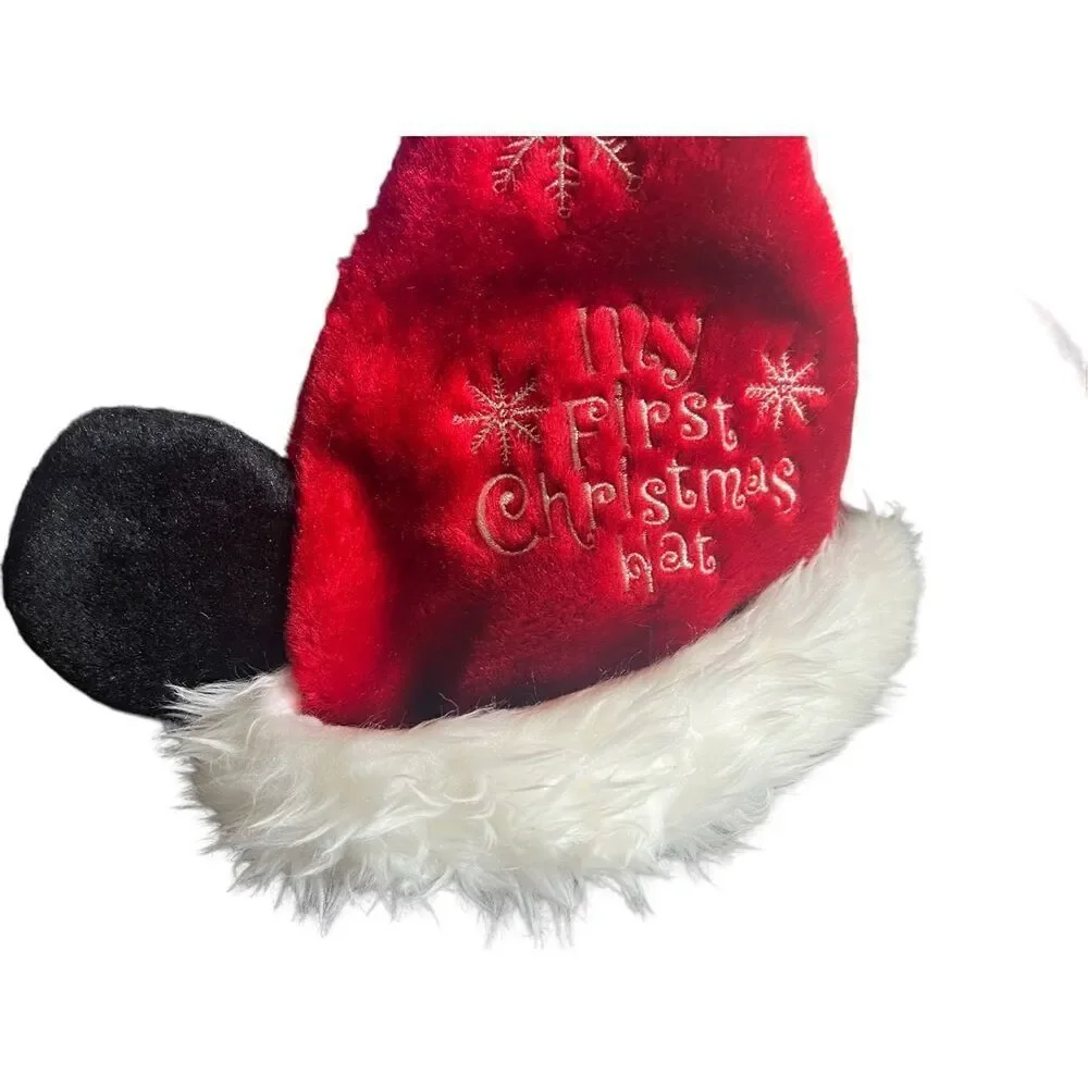 New Rare Disneyland Disney Mickey Mouse Santa First Christmas Adjustable Hat